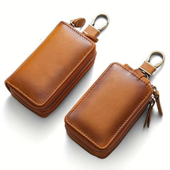 Leather Car Key Protector Case Double Layer Key Bag