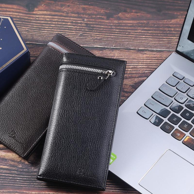 Men's Leather Wallet Long Business Wallet ID Card Holder