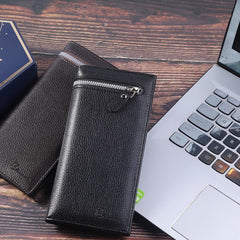 Men's Leather Wallet Long Business Wallet ID Card Holder