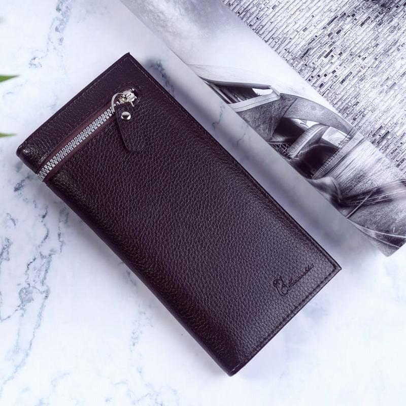 Men's Leather Wallet Long Business Wallet ID Card Holder