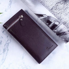 Men's Leather Wallet Long Business Wallet ID Card Holder