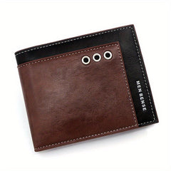 Men's PU Wallet Trifold Card Holder with Contrast Design