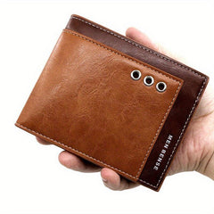 Men's PU Wallet Trifold Card Holder with Contrast Design