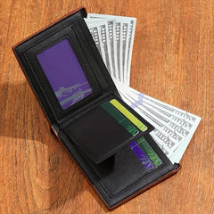 Men's PU Wallet Trifold Card Holder with Contrast Design