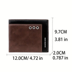 Men's PU Wallet Trifold Card Holder with Contrast Design