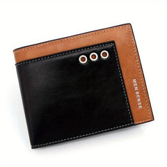 Men's PU Wallet Trifold Card Holder with Contrast Design
