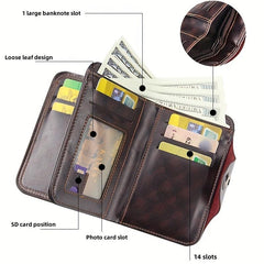 Men's PU Leather Trifold Wallet Card Slots Clutch Coin Purses
