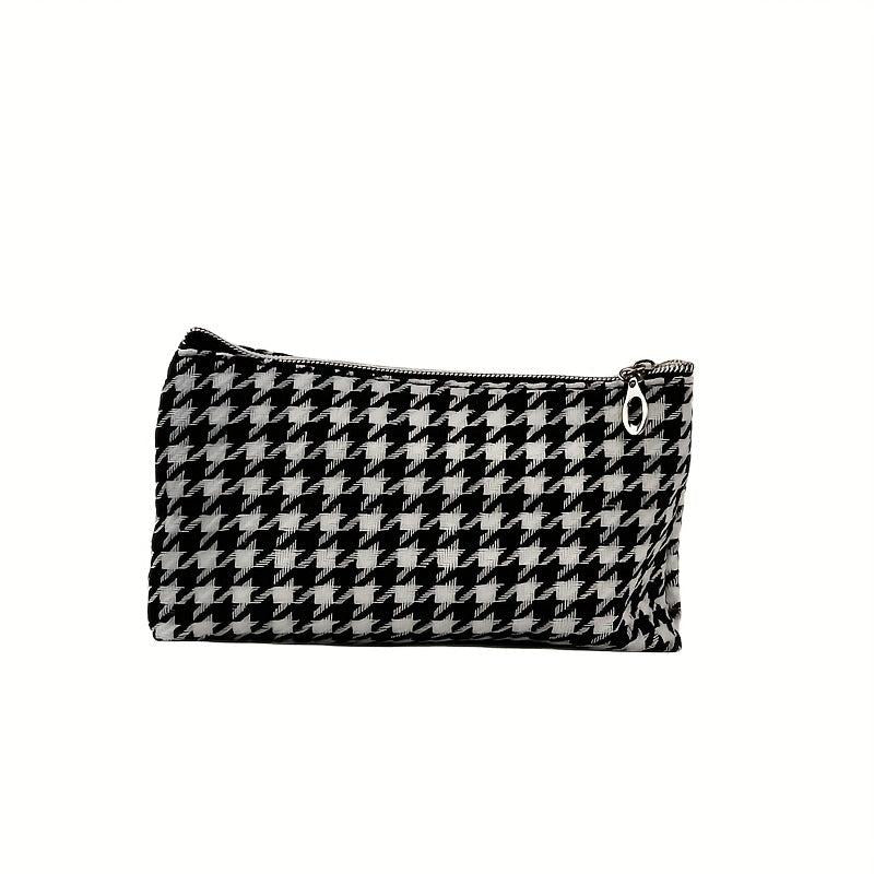 3Pcs Houndstooth Makeup Bag Travel Toiletry Waterproof Cosmetics Essentials