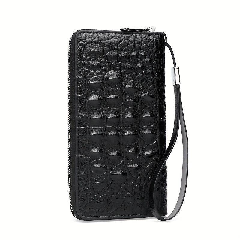 Men's Crocodile Pattern Clutch Bag Business Zipper Purse