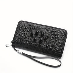 Men's Crocodile Pattern Clutch Bag Business Zipper Purse