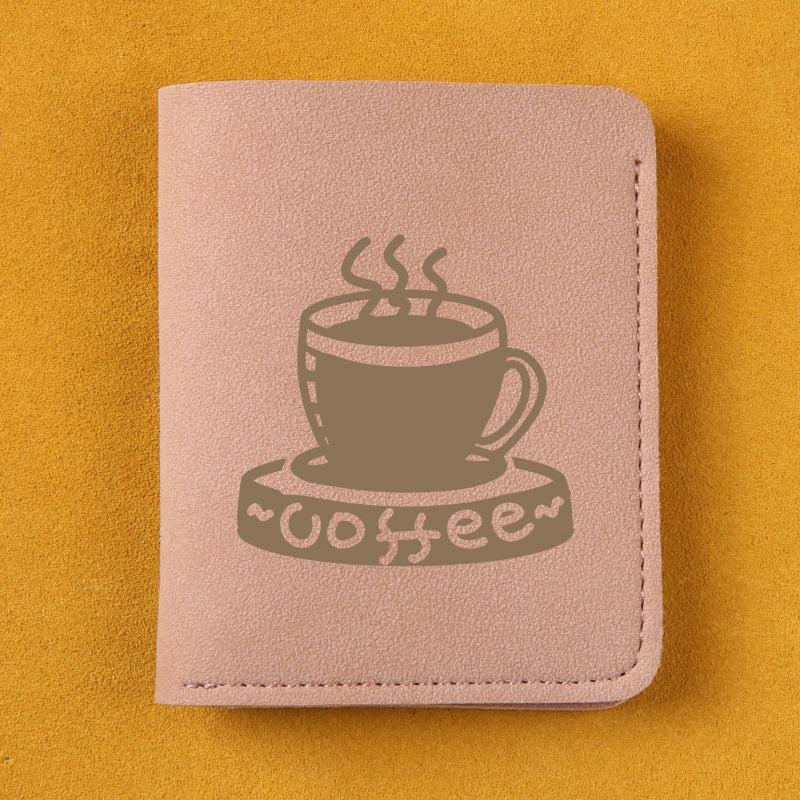 Coffee Print Mini Money Clip - Ultra thin Leather Clip