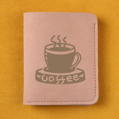 Coffee Print Mini Money Clip - Ultra thin Leather Clip