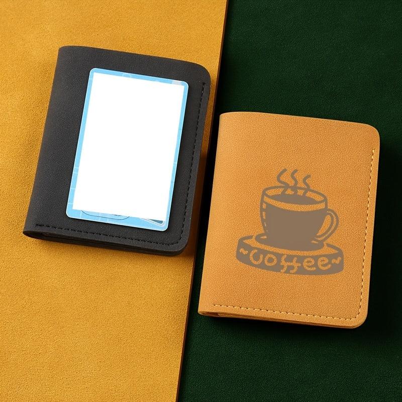 Coffee Print Mini Money Clip - Ultra thin Leather Clip