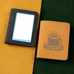 Coffee Print Mini Money Clip - Ultra thin Leather Clip