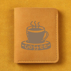 Coffee Print Mini Money Clip - Ultra thin Leather Clip