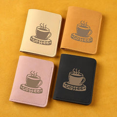 Coffee Print Mini Money Clip - Ultra thin Leather Clip