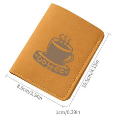 Coffee Print Mini Money Clip - Ultra thin Leather Clip