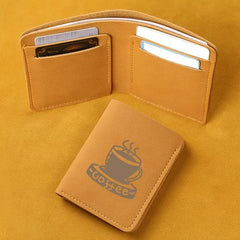 Coffee Print Mini Money Clip - Ultra thin Leather Clip