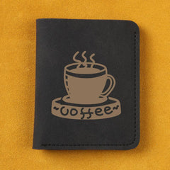 Coffee Print Mini Money Clip - Ultra thin Leather Clip