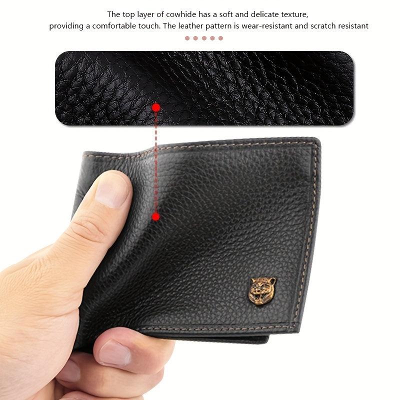 Men's Large Capacity Wallet Top Layer Cowhide Business Card Bag Holder