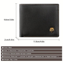 Men's Large Capacity Wallet Top Layer Cowhide Business Card Bag Holder