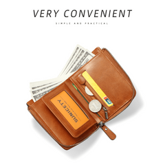 Men's PU Leather Zipper Wallet RFID Blocking Card Holder