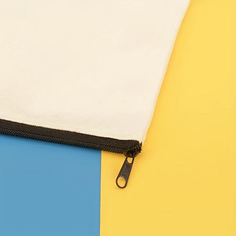 5Pcs Beige Canvas Pen Cases Cosmetic Bags Portable Pouches