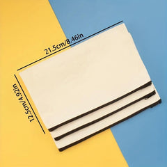 5Pcs Beige Canvas Pen Cases Cosmetic Bags Portable Pouches