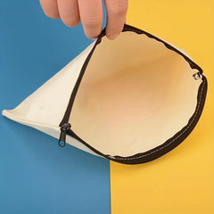 5Pcs Beige Canvas Pen Cases Cosmetic Bags Portable Pouches