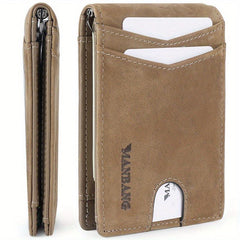 Men's Leather Money Clip Card Case Bifold Card Holder