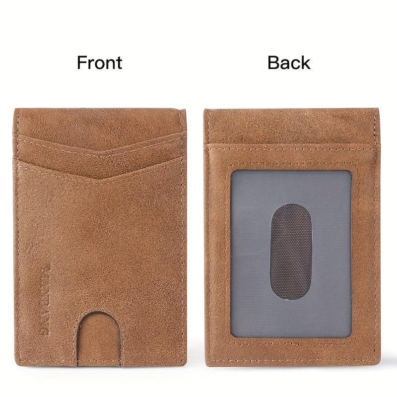Men's Leather Money Clip Card Case Bifold Card Holder
