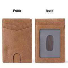 Men's Leather Money Clip Card Case Bifold Card Holder