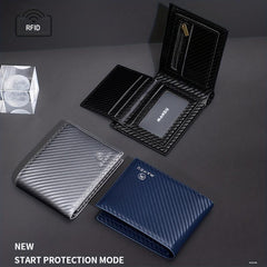 RFID Blocking Leather Bifold Wallet For Men Card Slots Coin Purse