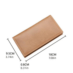 Men's Long Leather Wallet Money Clip Card Holder