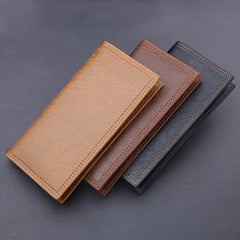 Men's Long Leather Wallet Money Clip Card Holder