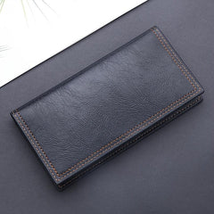 Men's Long Leather Wallet Money Clip Card Holder