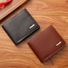Men's PU Leather Short Wallet Large Capacity Card Holder