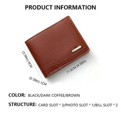 Men's PU Leather Short Wallet Large Capacity Card Holder