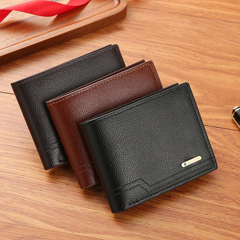 Men's PU Leather Short Wallet Large Capacity Card Holder