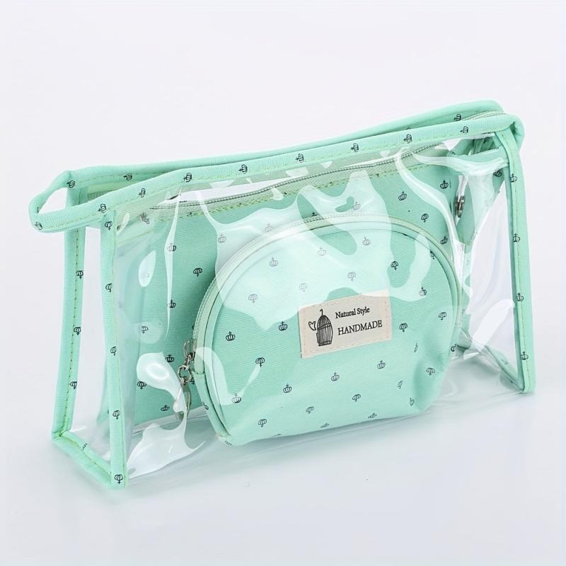 3pc Waterproof Handheld Cosmetic Pouch Portable Makeup Bag