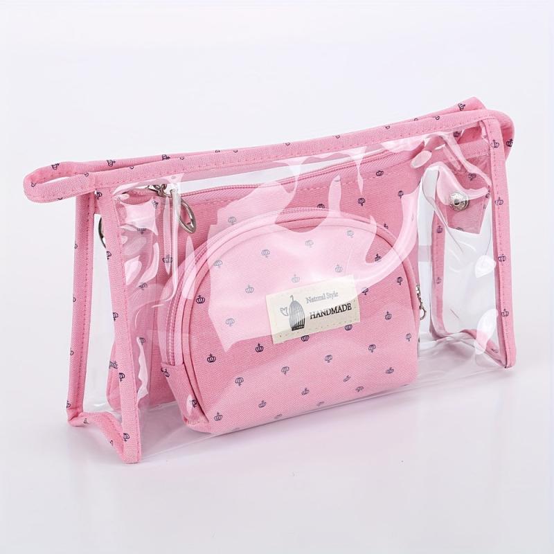 3pc Waterproof Handheld Cosmetic Pouch Portable Makeup Bag