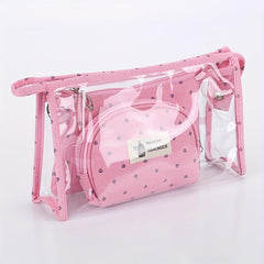 3pc Waterproof Handheld Cosmetic Pouch Portable Makeup Bag