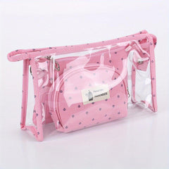 3pc Waterproof Handheld Cosmetic Pouch Portable Makeup Bag