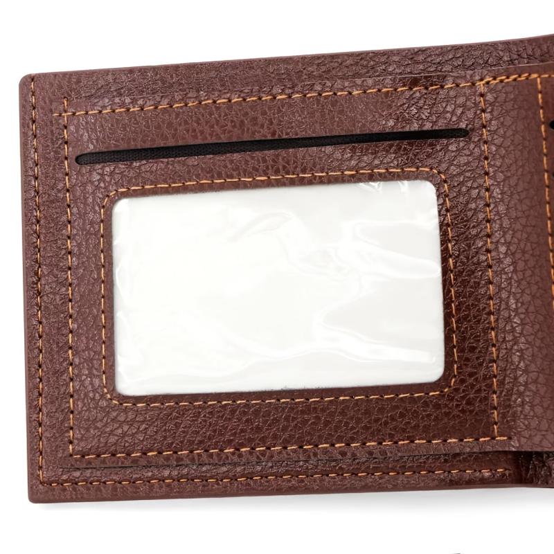 Men's Leather Short Wallet Money Clip Card Holder
