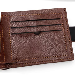 Men's Leather Short Wallet Money Clip Card Holder
