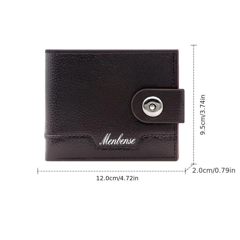 Men's Leather Short Wallet Money Clip Card Holder