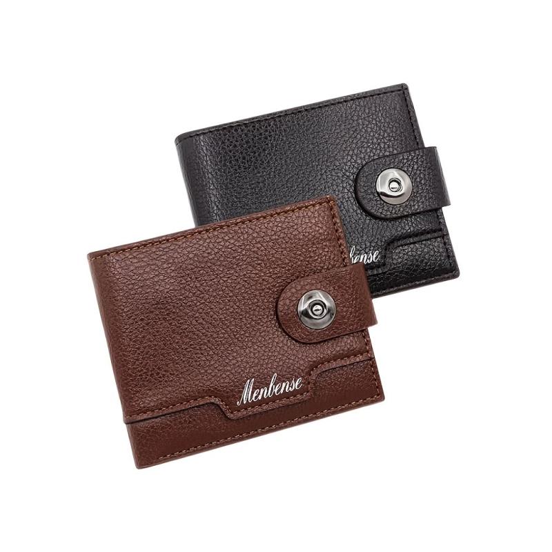 Men's Leather Short Wallet Money Clip Card Holder