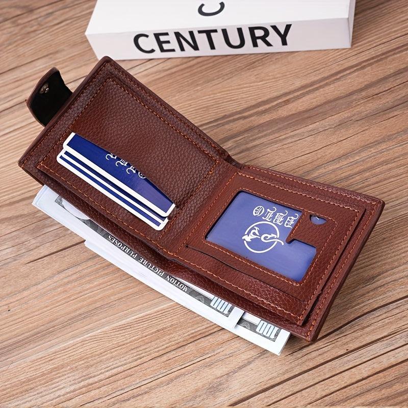 Men's Leather Short Wallet Coin Purse Large Capacity Card Holder