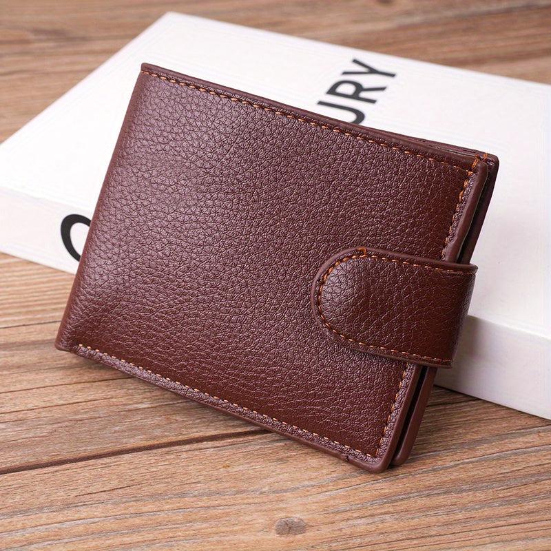 Men's Leather Short Wallet Coin Purse Large Capacity Card Holder