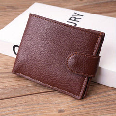 Men's Leather Short Wallet Coin Purse Large Capacity Card Holder